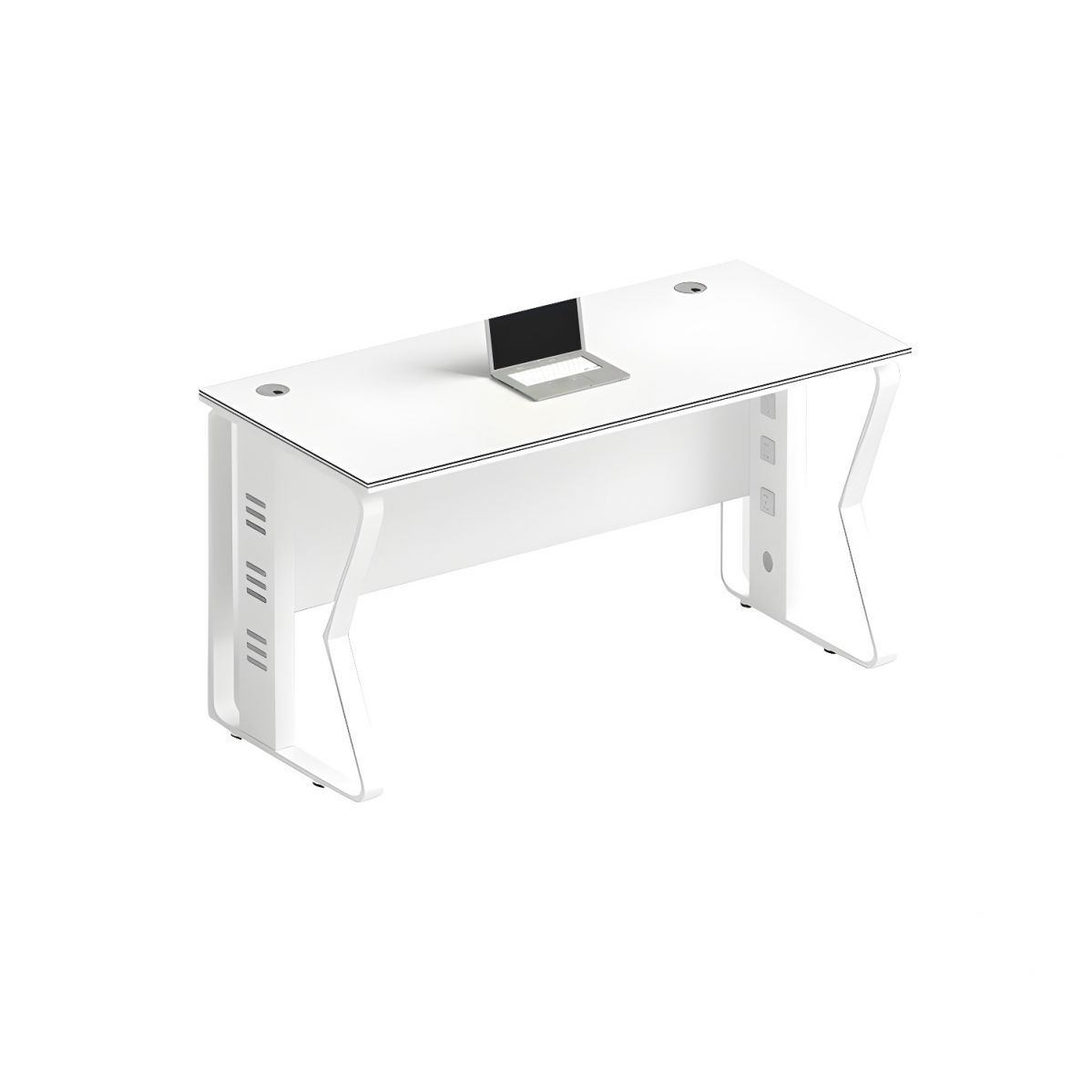 Elegant Modern White Writing Desk with Manufactured Wood Top and Sled ...