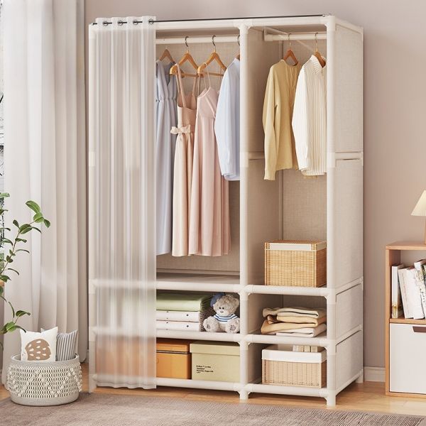 Moderner Kunststoff-Kleiderschrank mit Kleiderstange & Reserve-Installationslöchern