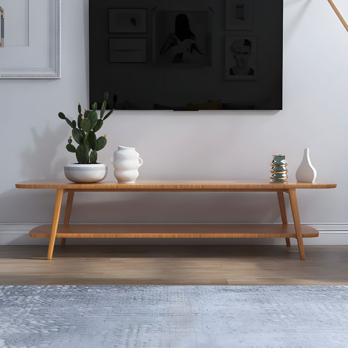 Tv Rack Stand Timber Chic Modern Low Profile TV Stand in Hardwood with Open Storage and Legs ...