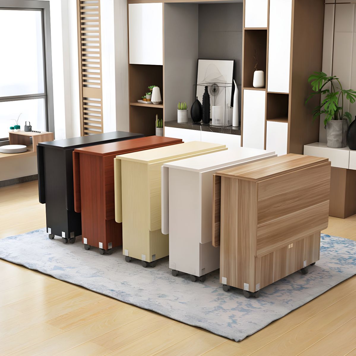 Dining Room Modern Wooden Folding Dining Table with Storage Base - Walnut 55.1"L x 31.5"W x 30.3 ...