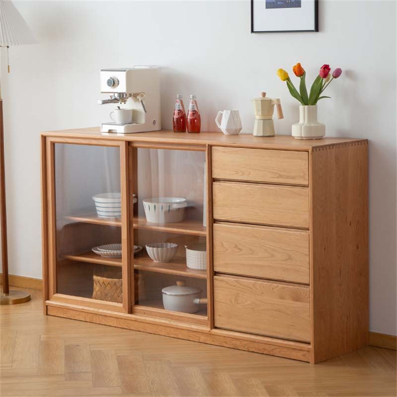 Freestanding Natural Pine Wood Display Stand with Functional Storage ...