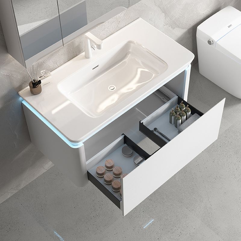 Chalk Bathroom Vanity with 1 Drawer, No Shelves, Sidesplash, 1 Mirror ...