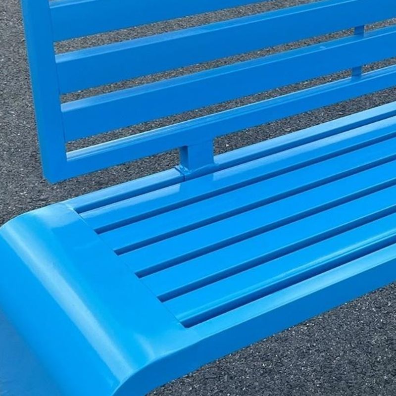 Modish Amber Iron Outdoor Bench with Back, Orange, 39