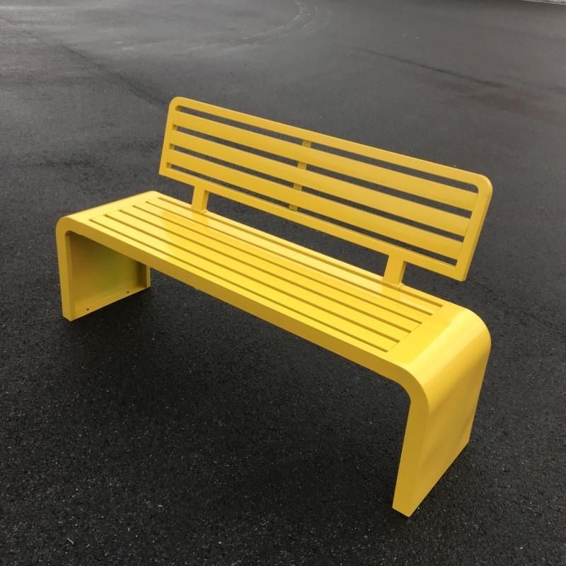 Modish Amber Iron Outdoor Bench with Back, Orange, 39