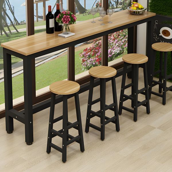 Industrieller minimalistischer schlanker Bartisch, schmaler Holztisch für Pub & Heim-Bistro Stehtische