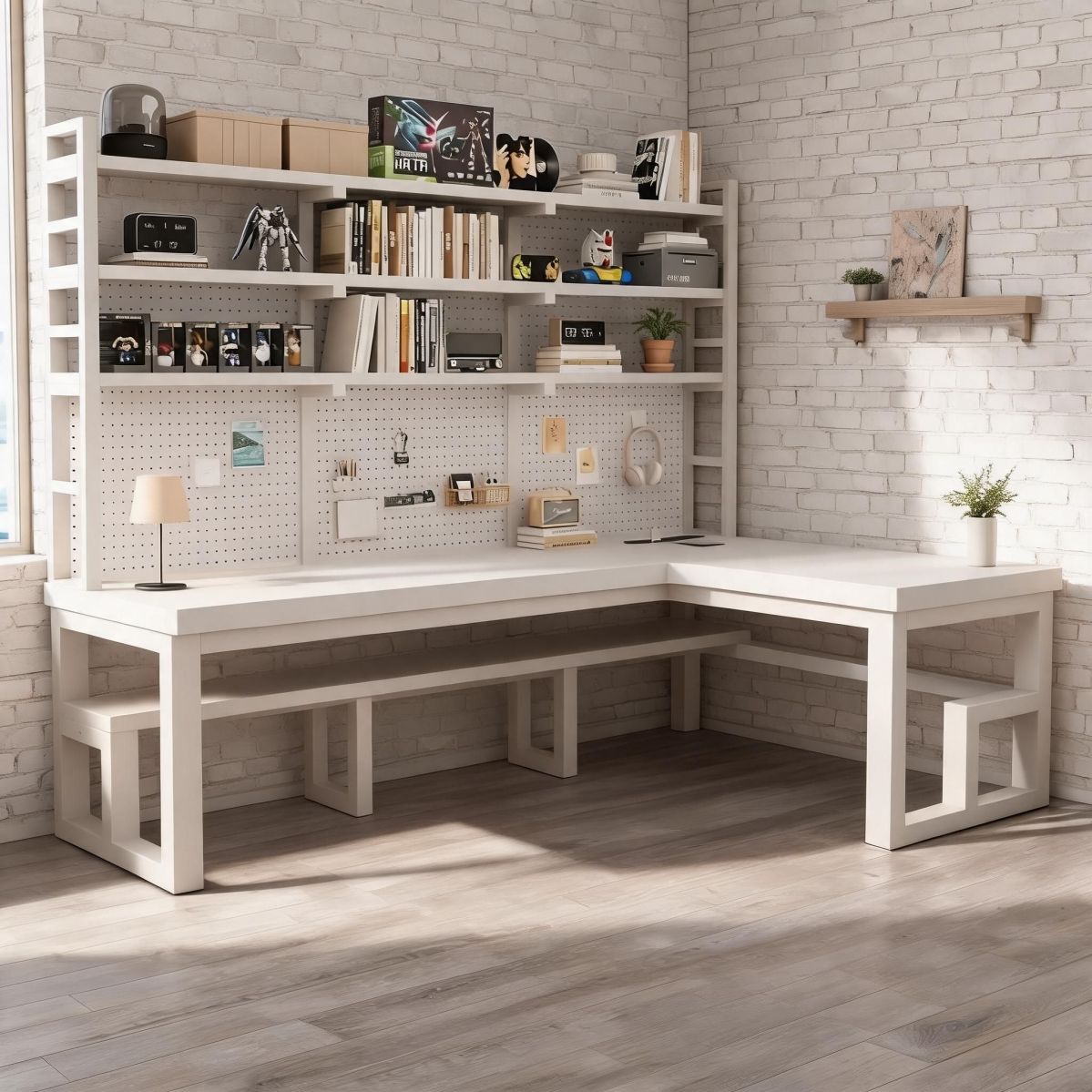 Black Frame Corner Desk with 3 Tier Shelf Storage and Light Walnut ...